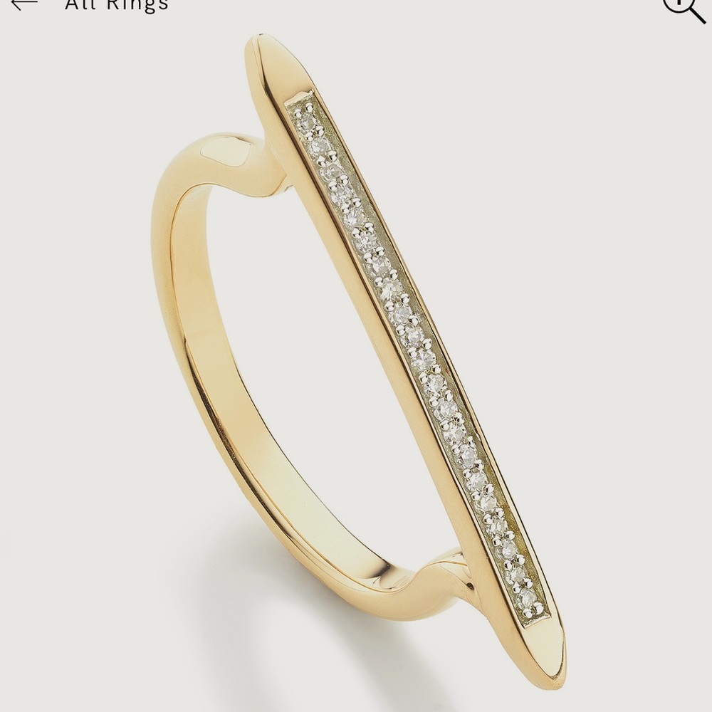 Monica Vinader Skinny Stacking Ring in 18K Gold Vermeil with Diamonds
